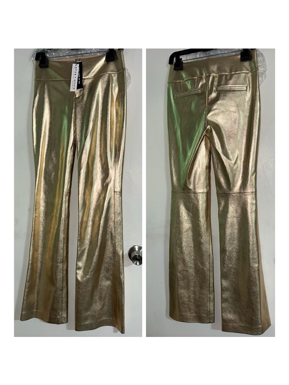 Alice + Olivia Olivia Gold Vegan Leather Bootcut Pant - Picture 6 of 11